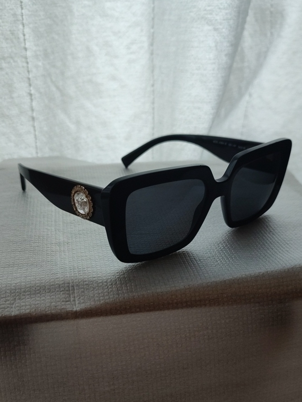 Versace Black Square Sunglasses with Gold Medallion
